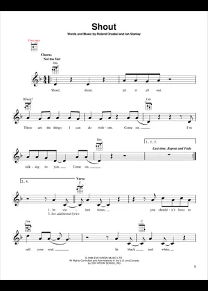 Shout - Tears For Fears - Sheet music for Piano, Guitar Shout - Tears For Fears - Sheet music for Piano, Guitar