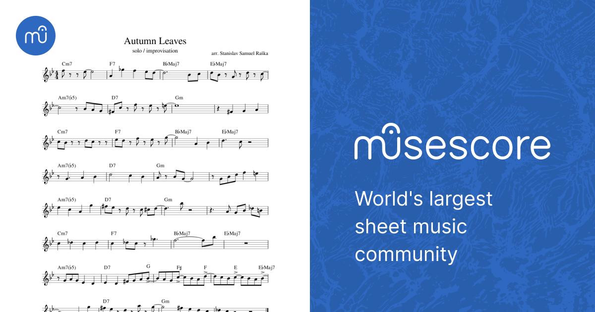 Autumn Leaves - solo Sheet Music with Chords for Accordion (Solo