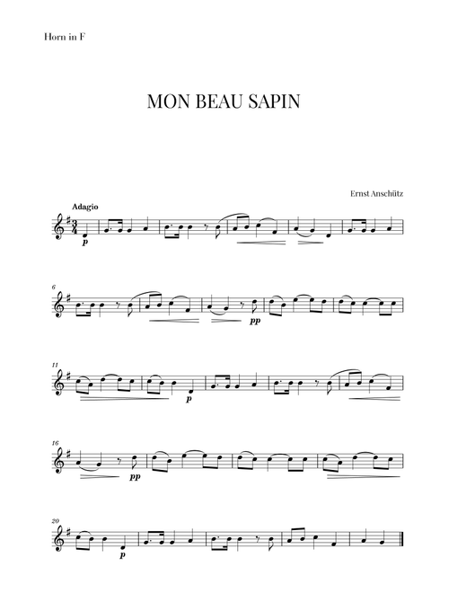 Mon Beau Sapin for French Horn (Arr. Cadenza Editions) - Ernst Anschütz (French Horn Solo)