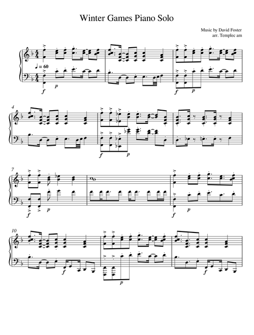 Winter Games Piano Solo By David Foster