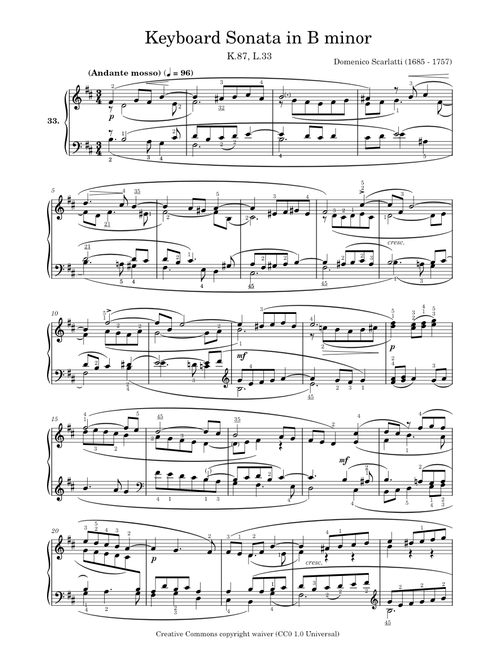 Keyboard Sonata in B minor, K.87, L.33 - Domenico Scarlatti