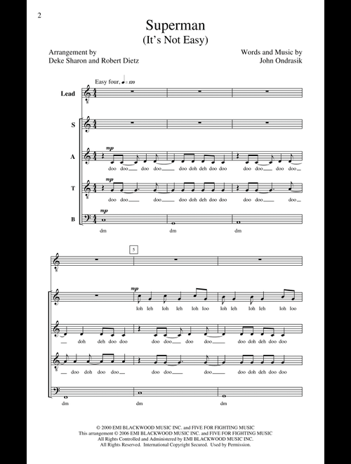 Superman (It's Not Easy) (Arr. Deke Sharon) - Five For Fighting (Choral, SATB)