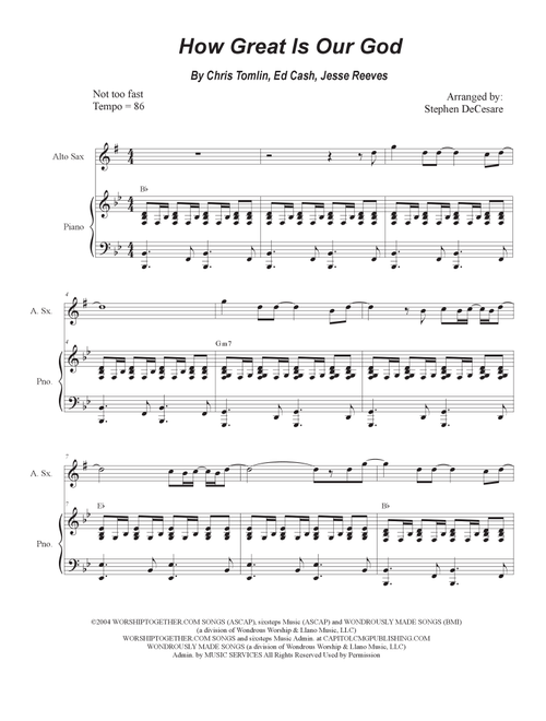 How Great Is Our God (Arr. Stephen DeCesare) - Chris Tomlin (Alto Sax and Piano)