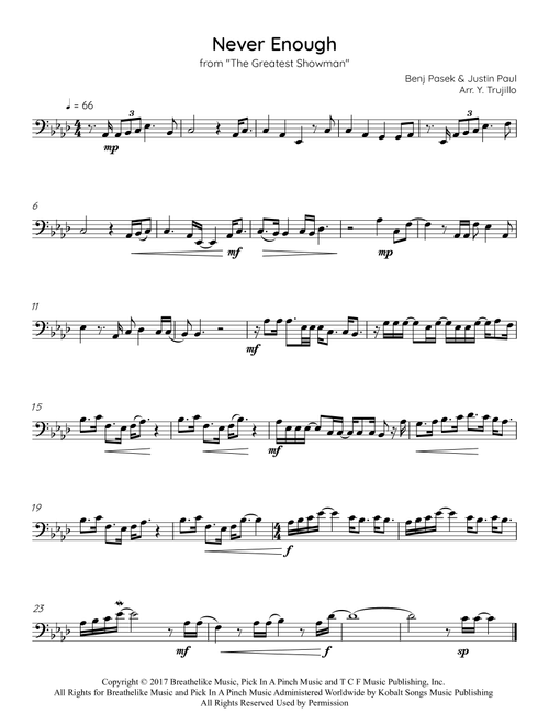 Never Enough (Arr. Y. Trujillo) - The Greatest Showman Ensemble (Instrumental Solo)