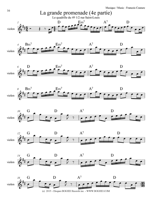 LA GRANDE PROMENADE - 4e Partie - Le quadrille du 49 ½ rue Saint-Louis - François Couture (Lead Sheet - Fake Book)