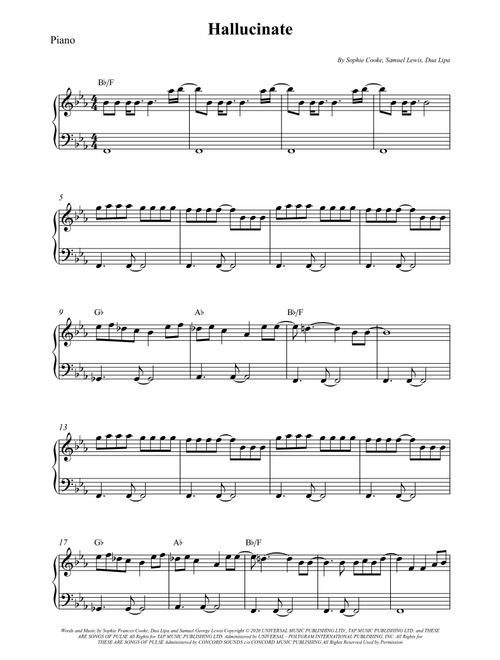 Hallucinate (Arr. Wesley S. SIlva) - Dua Lipa (Piano Solo)