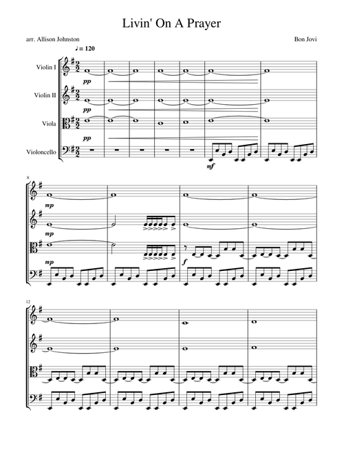 Livin' On A Prayer - Bon Jovi for String Quartet
