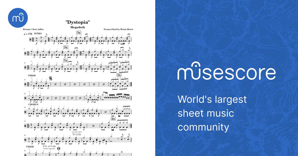 Dystopia - Megadeth (Drum Set) Sheet Music for Drum group (Solo