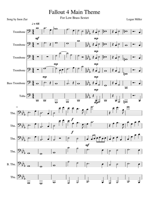 Fallout 4 Main Theme Low Brass Sextet