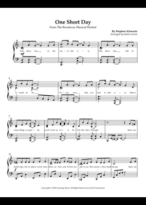 Play Official version of One Short Day Sheet Music by Stephen Schwartz ...