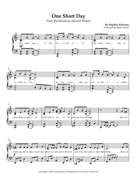 Wicked - A New Musical - Easy Piano by Stephen Schwartz