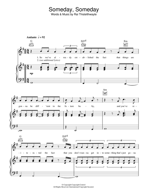 Someday, Someday - Thirsty Merc (Piano-Vocal-Guitar (Piano Accompaniment))