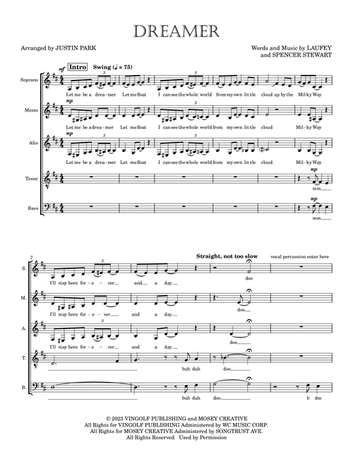 Dreamer (Arr. Justin Park) - Laufey (Choral, 5-Part)