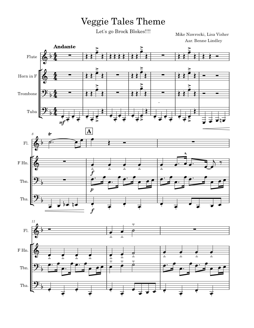 Veggie Tales Main Theme – Phil Vischer VeggieTales Theme Sheet Music ...