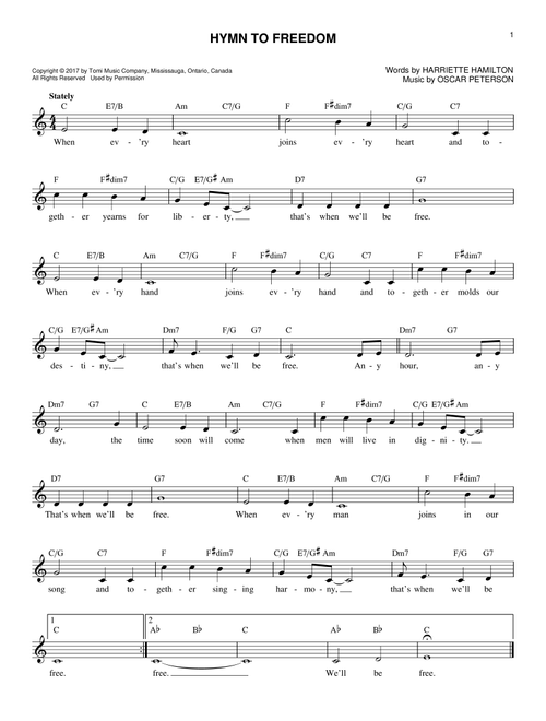 Hymn To Freedom - Oscar Peterson, Harriette Hamilton (Lead Sheet - Fake Book)