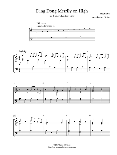 Ding Dong Merrily on High - for 2-octave handbell choir (Arr. Samuel Stokes) - Traditional (Handbell)