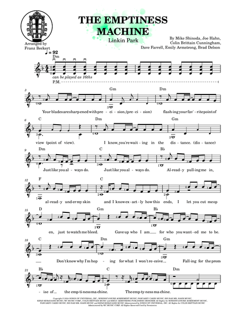 The Emptiness Machine (Arr. Franz Beckert) - Linkin Park (Solo Guitar)