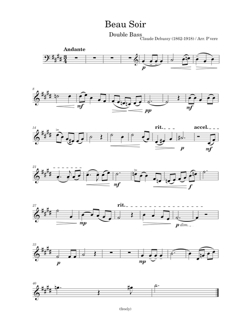 Beau soir – Claude Debussy Beau soir – Double bass solo