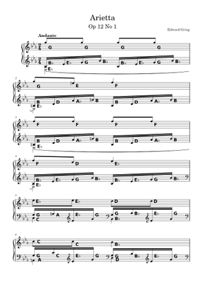 Arietta Op.12 No.1 – Edvard Grieg Arietta Sheet Music for Piano (Solo ...