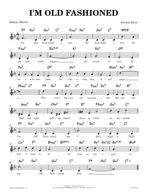 I'm Old Fashioned [lead sheet] – Jerome Kern, Johnny Mercer