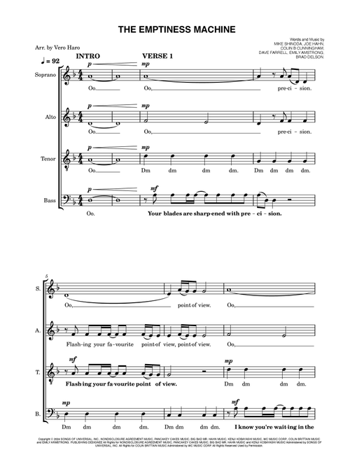 The Emptiness Machine (Arr. Vero Haro) - Linkin Park (Choral, SATB)