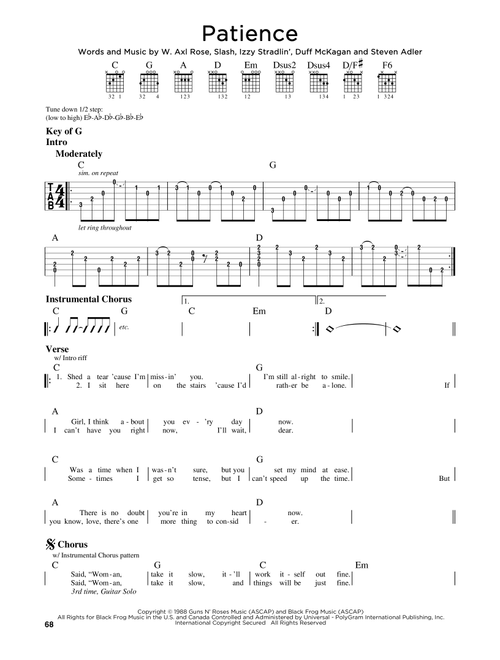 Patience - Guns N' Roses (Guitar Lead Sheet)