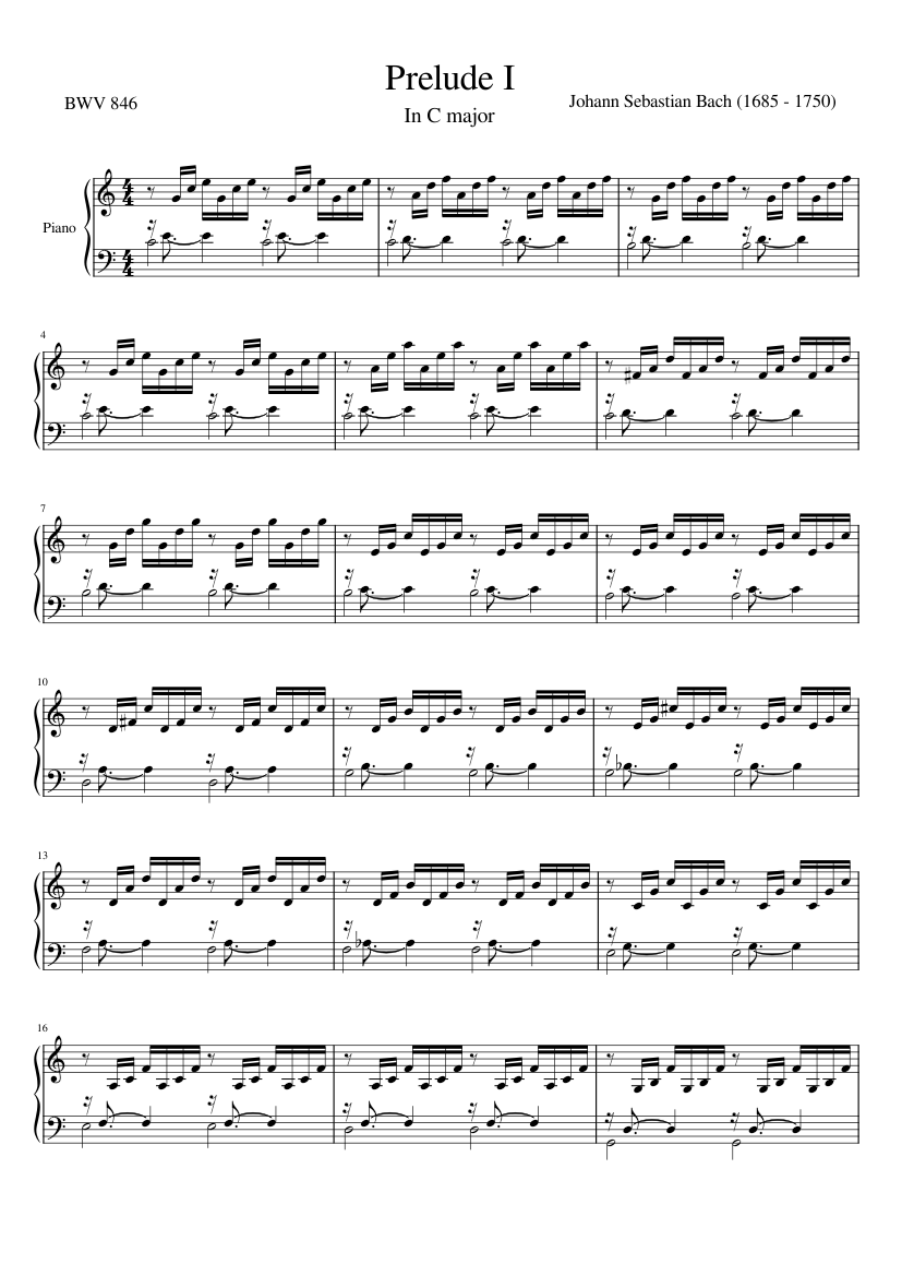 lecho Primer ministro Ubicación Prelude I in C major, BWV 846 - Well Tempered Clavier [First Book] Sheet  music for Piano (Solo) | Musescore.com
