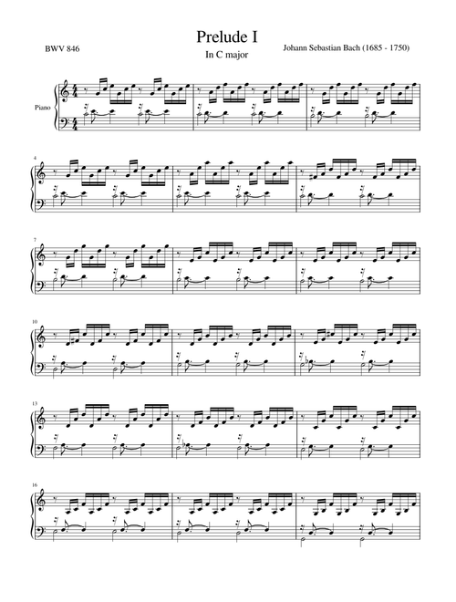 Prelude I in C major, BWV 846 - Well Tempered Clavier [First Book]