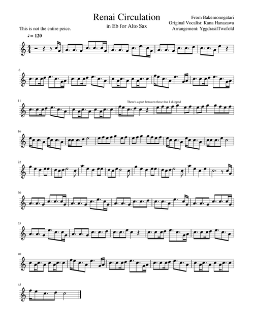 Renai Circulation in Eb for Alto Saxophone
