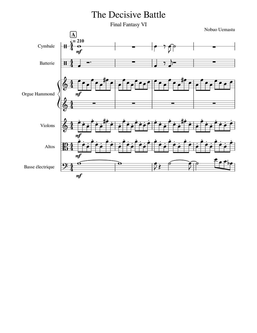 Final Fantasy VI - The Decisive Battle Sheet Music for Organ