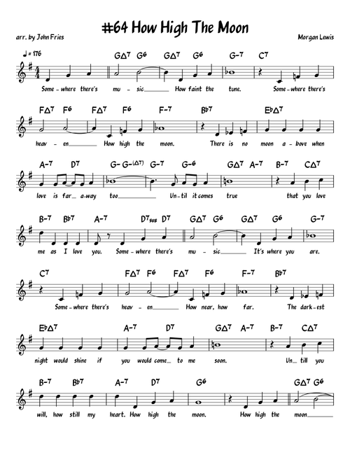 How High The Moon (Arr. John Fries) - Benny Camaro (Piano-Vocal-Guitar (Piano Accompaniment))