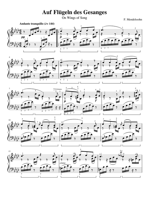 Auf Flugeln des Gesanges (On Wings of Song)