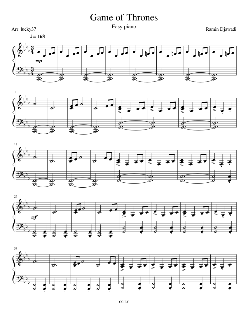 Ofensa Que otro Game of Thrones, Easy piano Sheet music for Piano (Solo) | Musescore.com