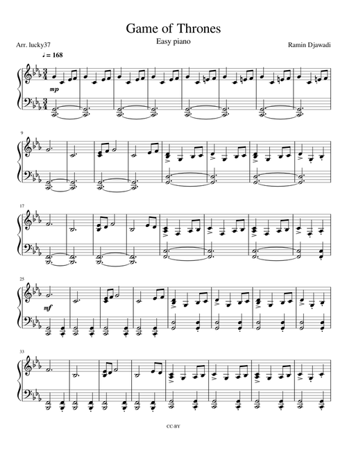 Game of Thrones, Easy piano
