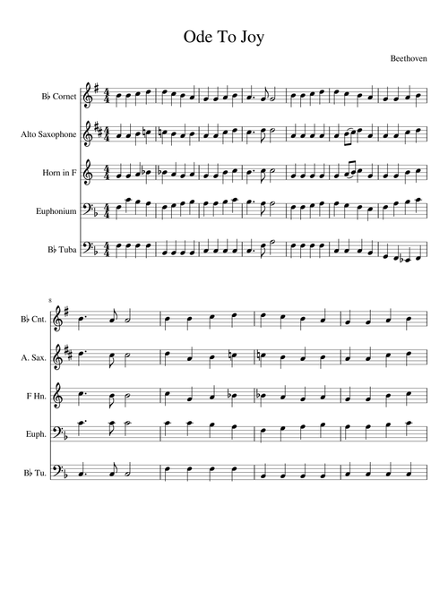 Ode to Joy, Beethoven's 9th (Joyful, Joyful We adore thee) for brass quartet