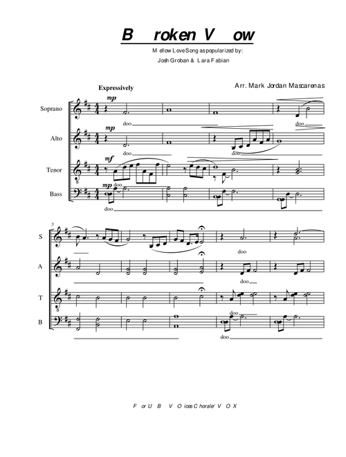 Broken Vow Acapella (Arr. M. Jordan Mascarenas) - Lara Fabian (Choral, SATB)