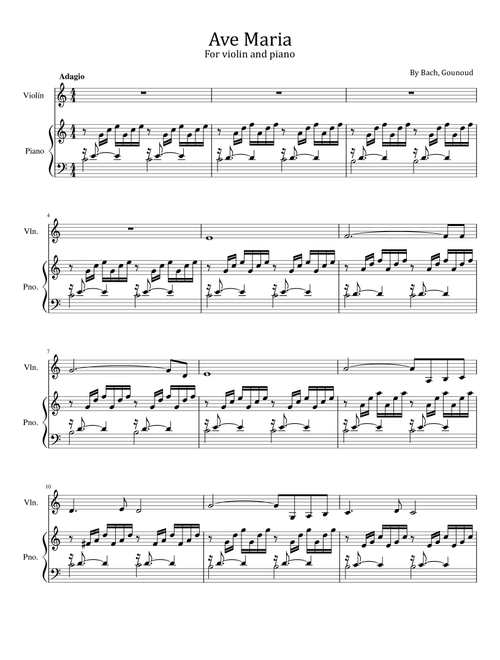 Ave Maria (Bach/Gounod) - For Violin & Piano (Arr. poon) - Bach Gounoud (Violin and Piano)
