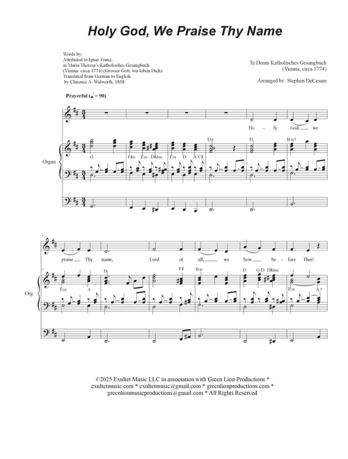 Holy God, We Praise Thy Name (Vocal solo) (Arr. Stephen DeCesare) (Vocal Solo)