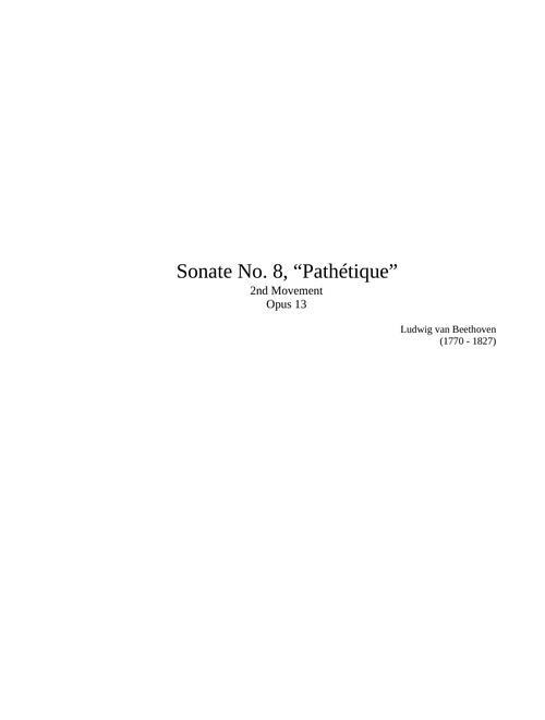 Piano Sonata No. 8, “Pathétique” 2nd mov. - Orchestra