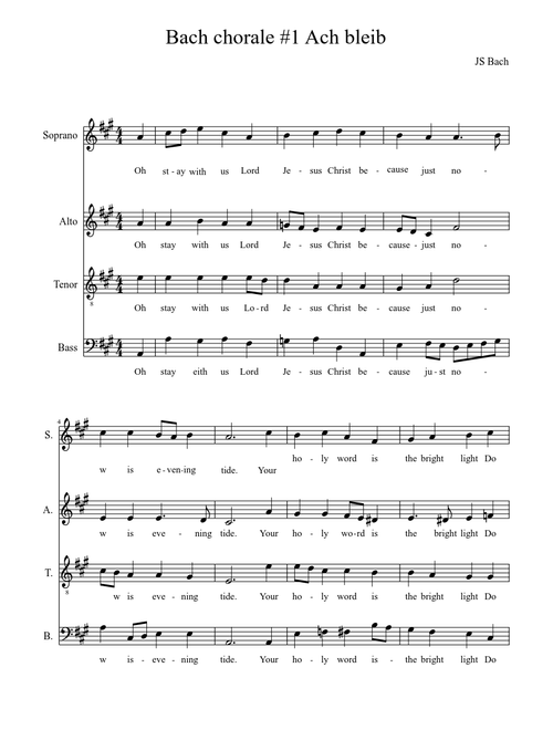 Bach chorale #1 Ach bleib