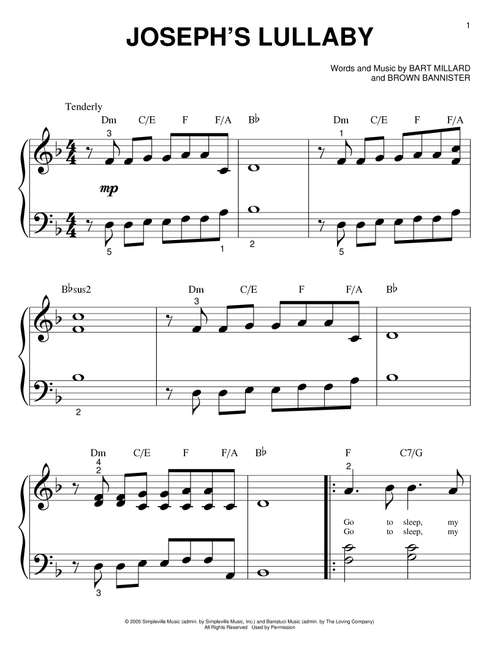 Joseph's Lullaby - MercyMe (Big Note Piano)