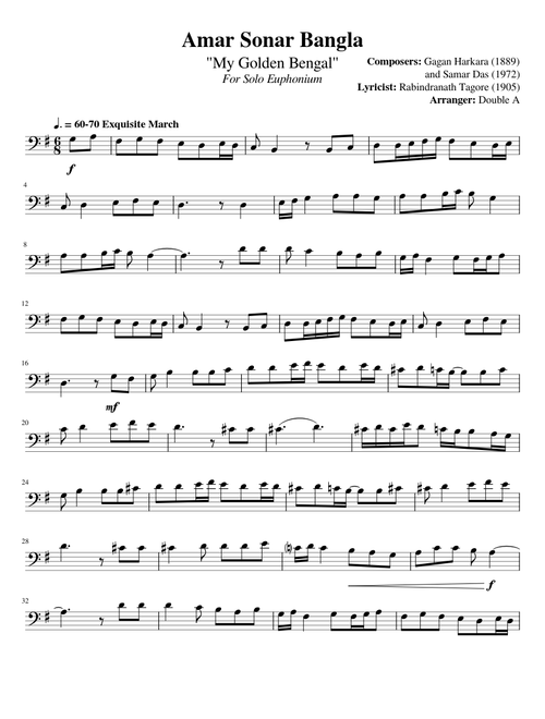 Amar Sonar Bangla- For Solo Euphonium