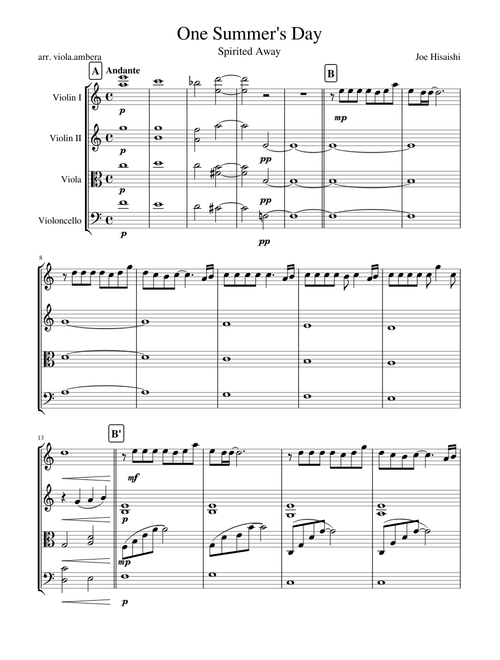 One Summer s Day -- String Quartet