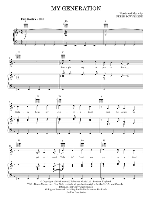 My generation - The Who (Piano-Vocal-Guitar)