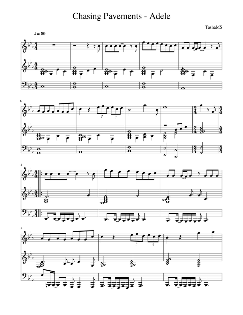 Chasing Pavements Adele Sheet music for Piano (Solo)
