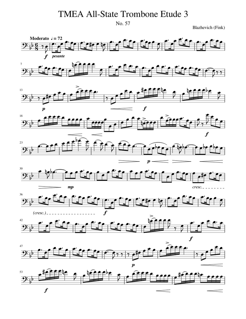 TMEA AllState Trombone Etude 3 Sheet music for Trombone (Solo