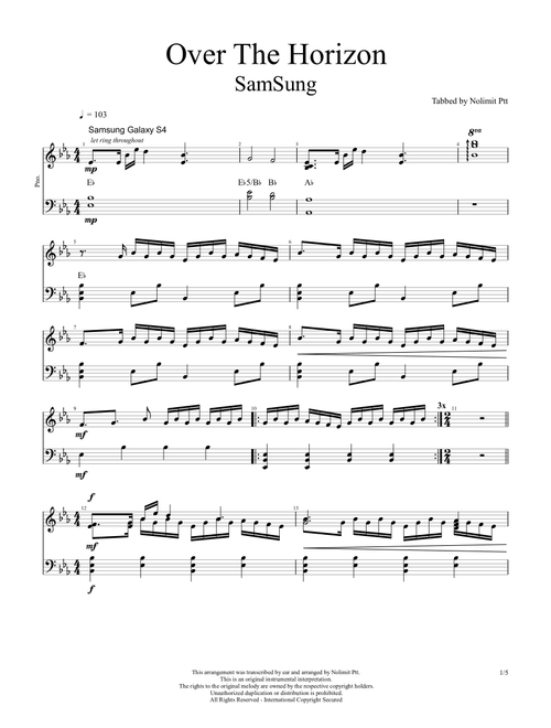 Over The Horizon - SamSung (Piano Solo)