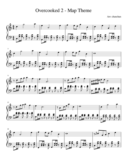 Overcooked 2 - Map Theme Piano Solo