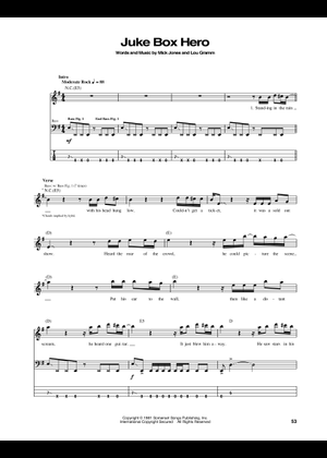 Play Official version of Juke box hero Sheet Music by Foreigner