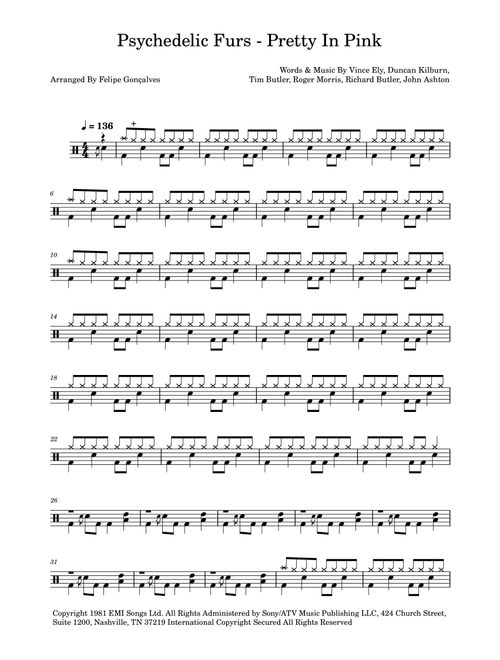 Pretty In Pink (Arr. The Ninja) - Psychedelic Furs (Drums)